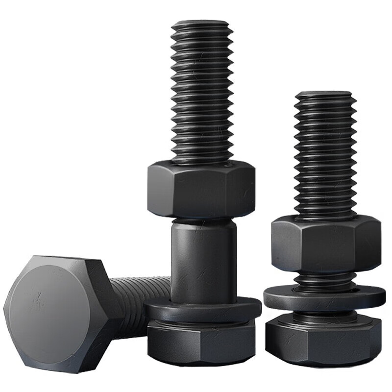潤宏工品 12.9級外六角螺絲螺母套裝國標高強度螺栓平彈墊組合m8 m8*1
